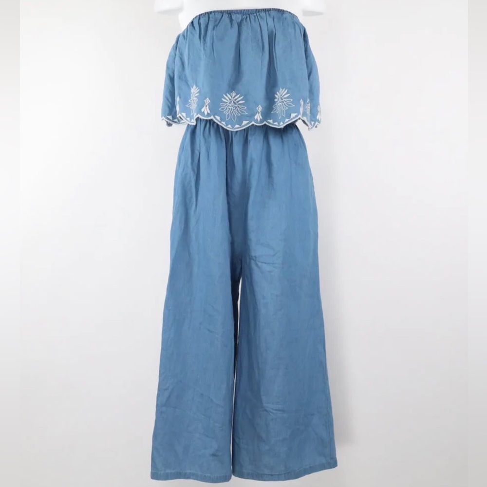 Jessica Simpson Off The Shoulder Embroidered Jumpsuit